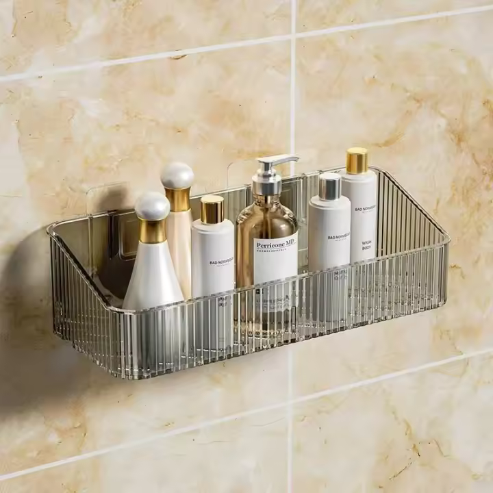 Soporte de iluminación para cosméticos instalado en la pared de la esquina, organizador de plástico, accesorios de baño no requieren perforación - 1