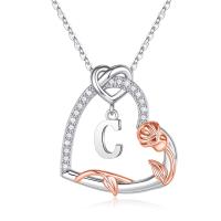 Collar de Corazón Rosa S925, Joyería de Plata de Ley, 26 Letras, Colgante, Regalo de San Valentín para Mujeres - details 4