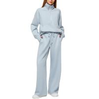 Conjuntos de dos piezas para mujer, tops y pantalones de cuello alto informales, trajes de moda para mujer, otoño - details 6