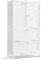 Mueble de Baño, Armario de Baño, Armario de Cocina, Armario Almacenaje con 4 Puertas, Estantes Regulables, 30 x 60 x 110 cm, Blanco - details 13