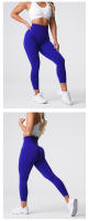 Mallas sin costuras para mujer, pantalones de Yoga de cintura alta, ropa de gimnasio, Leggings de licra, trajes de entrenamiento suaves, sólido, nuevo - details 4