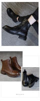 Botas cortas de realce interior de cuero botas de caballero finas de suela gruesa zapatos de mujer versátiles - details 25