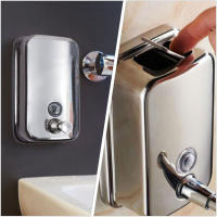 Dispensador manual de champú de acero inoxidable grueso 304, botella desinfectante para manos montada en la pared, utilizada en el baño - details 3