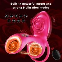 Embalaje privado Sexy Rose Ring Sleeve G Spot Estimulador del clítoris Eyaculación retardada Erección Vibrador Productos para adultos - details 1