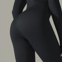 Ropa de una pieza con rosca, mono de Yoga sin costuras, Control de barriga, ropa de ejercicio de manga larga, elástico - details 20