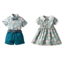 Traje Hermanos 2025 verano, niños y niñas pastoral de manga corta, camisa floral, mono y pantalones cortos. - details 18
