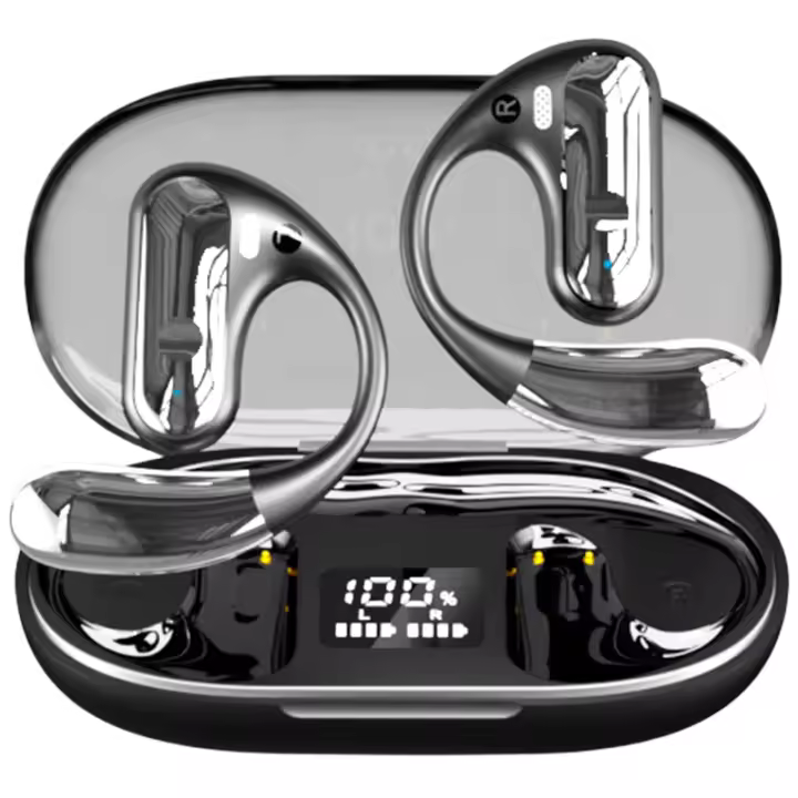 Auriculares de Conducción Abierta SANLEPUS 2024, Auriculares Bluetooth Inalámbricos, Auriculares Bluetooth 5.3 con Micrófono HD HiFi Estéreo Pantalla LED, Carga Rápida USB-C, Ajuste Cómodo, Compatibles con Android y iPhone - 1