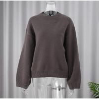 Suéter de Punto Versátil para Mujer Cuello Redondo, Manga Larga, Color Sólido, Ropa de Oficina de Moda de Otoño - details 1