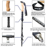 Bastón telescópico de aleación de aluminio para Senderismo, bastón de Trek, 2 piezas - details 9