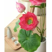 Flor de loto Artificial de 57CM, flor de loto de seda elegante realista, decoración de arreglo floral de plástico DIY - details 11