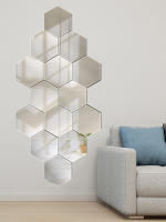 Pegatina de Pared Hexagonal de Acrílico Dorado Autoadhesiva, Solida, Decoración de Arte para el Hogar y Dormitorio - details 4