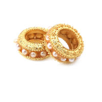 Color dorado mate, latón y perlas de imitación de plástico, espaciador de rueda, cuentas para pulsera, accesorios para hacer joyas Diy - details 22