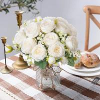 Flores artificiales de seda falsa, peonías blancas usadas para la decoración del hogar, florero de habitación, Corona de Navidad, ramo de boda, accesorios de fiesta - details 3