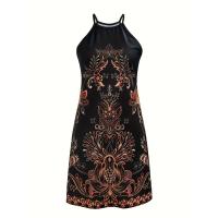 Primavera y verano nuevo estilo étnico estampado de flores cuello sin mangas vestido casual mujeres - details 2