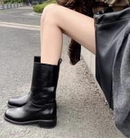 Botas vaqueras occidentales de piel para mujer, botines cortos, botas Martin versátiles - details 10