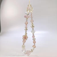 Lindo lazo de cristal con cuentas de flores, correa para teléfono, cadena con nudo, cordón para teléfono móvil, llavero, bolso de niña, colgante para cámara para funda de Airpods - details 1