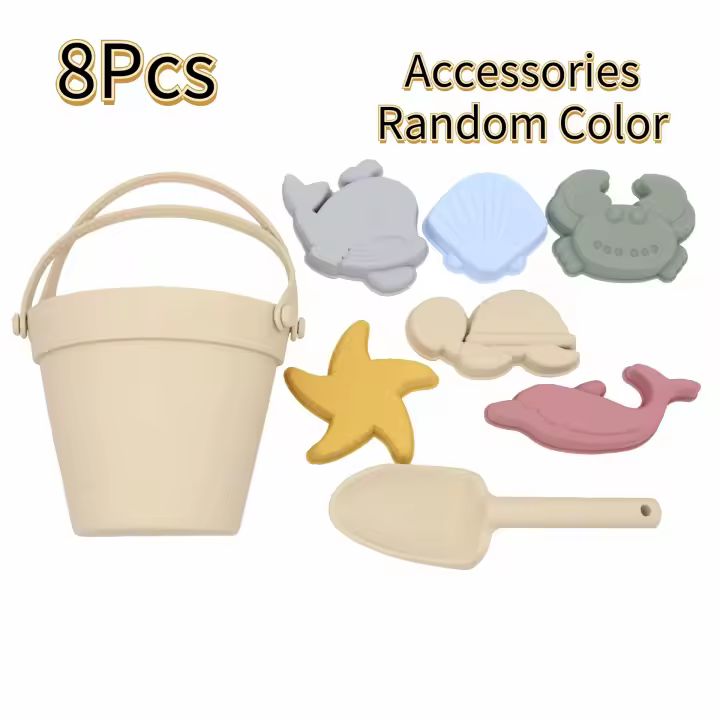 Set de Juegos de Playa de Verano de Silicona Suave Set de Arena de Niños con 8 Juguetes - 1