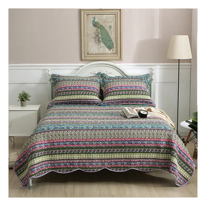 Colcha Bohemia con 2 fundas de almohada de 50x70cm, colcha Reversible para todas las estaciones, microfibra suave, 100% algodón - 1