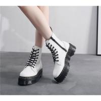 Suelas gruesas con botas de pelo, cremalleras laterales, botines cortos de mujer británica, suelas pastel, botas de trabajo y zapatos de algodón - details 30