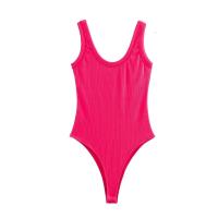 Vestido de una pieza casual ajustado de color sólido con cuello halter para mujer, verano 2025 - details 1