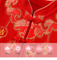 Traje Tang rojo HHanfu de mariposa para bebé recién nacido para niñas - details 3