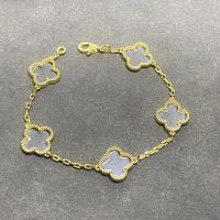 Delicadas pulseras de trébol de cuatro hojas en oro de 14 quilates para mujer, joyería de flores de la suerte - details 4