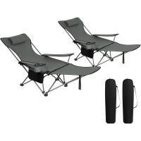 Juego de 2 Sillas de Camping Sillas Plegables, Silla de Acampada Portátil, Ligera para Picnic, Playa, Jardín, Pesca, con Portavasos, Gris - details 0