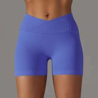 Crossover mujeres deporte gimnasio entrenamiento correr cintura alta Yoga Push Up cadera sin costuras Fiess Shorts - details 44