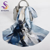 BYSIFA 12 Momme Bufanda de seda de morera 100%, estilo chino, pintura con tinta de agua, ligera, suave, transpirable, larga, protector solar de verano, chal de playa para mujer - details 11