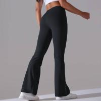 Leggings de yoga de color sólido para mujer, pantalones acampanados de cintura alta, elásticos, entrenamiento, pierna ancha - details 24