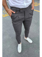 Pantalones formales informales con decoración de Bolsillo falso para hombre, nuevos - details 5