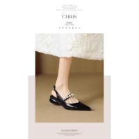 Sandalias de Tacón Grueso Estilo Francés para Mujer 2025 Elegante Plata y Cristales - details 2