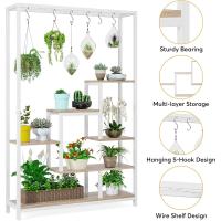 Soporte alto para plantas de interior de 5 niveles, estante de metal de 180 cm con 10 ganchos para colgar en S, estante de exhibición multiusos para bonsái de flores para interiores - details 5