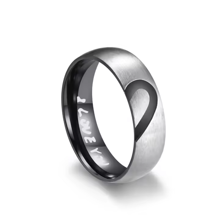 Anillo de compromiso para hombre y mujer de acero inoxidable con forma de corazón de pareja rosa/dorado, tendencia de joyería de moda, regalo del Día de la madre - 1