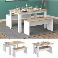 Mesa de comedor Sentio, antracita/roble dorado, 90 x 140 cm con 2 bancos - details 17