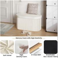 Taburete de almacenamiento plegable de MDF otomano de terciopelo con tapa acolchada extraíble, caja de almacenamiento creativa - details 2