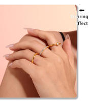 Las Mujeres de Cristal circonio anillo de Maple inoxidable de moda personalizado Nombre Fecha de Oro Joyería de Boda Parejas - details 3