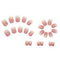 24 PCs Uñas Postizas Cortas Francésas Con Gradiente Sólido Gel De Jalea Y Archillo En Combo Para Belleza Y Estética - details 2