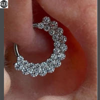 Aro de titanio ASTM F136 para la nariz, Piercing para el tabique, oreja, labio, Tragus, hélice, cartílago, cuerpo, doble fila, 5A, CZ, 1 unidad - details 4