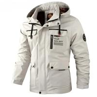 Chaqueta de Carcasa Suave para Exteriores 2024 A Prueba de Viento, Impermeable, Talla Grande, Color Sólido, con Capucha, Ligera - details 2
