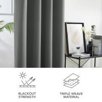 Cortinas opacas de 2 piezas para sala de estar, cortinas aislantes del frío y el calor para dormitorio con pestañas gris claro - details 7