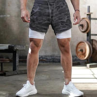 Pantalones cortos hombre con forro interior y bolsillo para móvil y toalla pantalón de chándal microfibras para deporte gimnasio entrenamiento fitness crossfit tejido suave y ligero - details 3