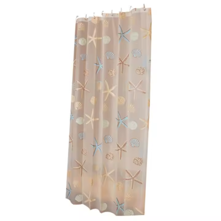 Cortina de ducha moderna de 120Cm x 180Cm, cortina de Peva impermeable con partición de estrella de mar, estilo fresco, para cuarto de baño - 1