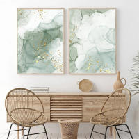 Arte de Pared de Lienzo de Lujo Ligero Moderno Nórdico Textura de Mármol Dorado Verde - details 3