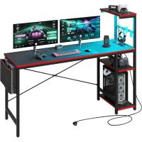Ordenador con estanterías, pequeño Escritorio esquinero con iluminación LED y enchufes, 113 cm - details 23