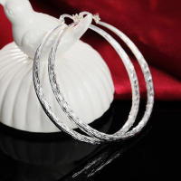 Pendientes de plata de ley  para mujer, aretes grandes con patrón de pez a la moda, regalos de joyería para fiestas - details 4
