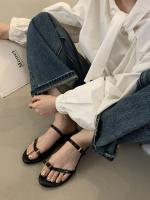 Sandalias Planas de Moda para Mujer Punta de Zapato Cuadrado con Hebilla Cubierta - details 11