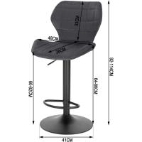 Silla de Comedor Giratoria de 360° Alto de Terciopelo con Resalto y Reposapiés Ajustable en Altura 60-82 cm Negro BH324sz-1 - details 20