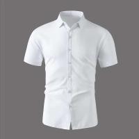 Nueva camisa de negocios de manga corta informal de color sólido para hombre, moda de verano, sin permanente, top cómodo y versátil - details 2