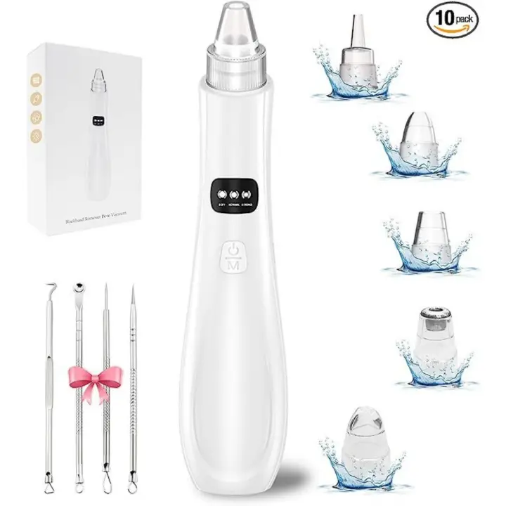 Kit de aspiradora de poros faciales recargable por USB, limpiador de poros, removedor de espinillas, paquete de 10 piezas - 1